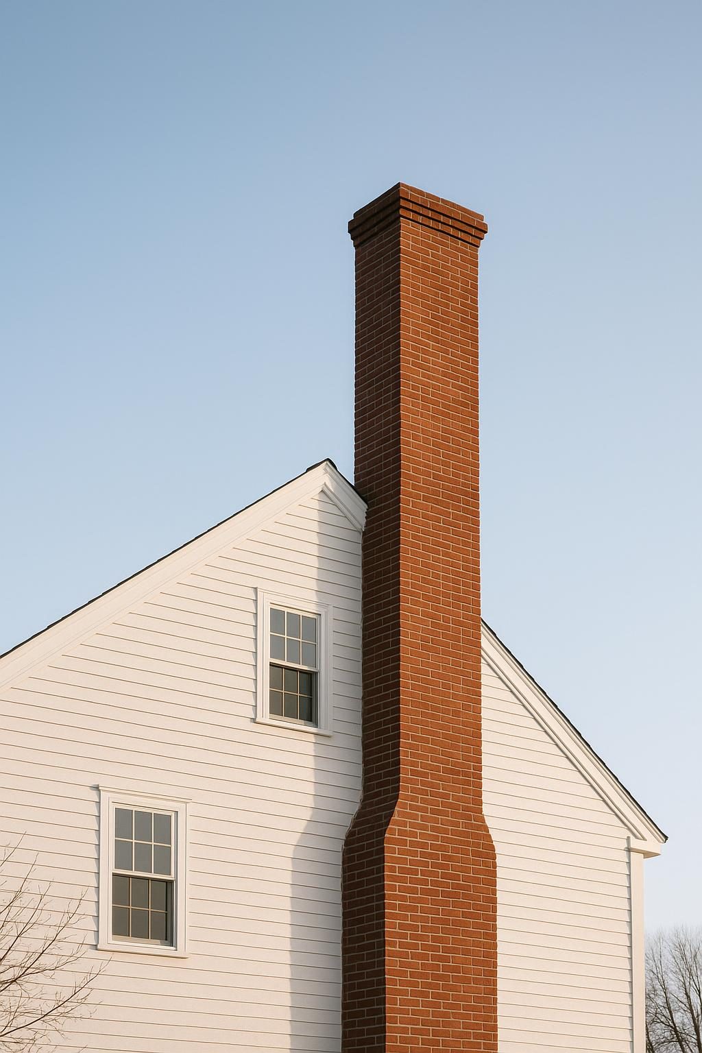 Brick chimney on a colonial house (illustration)